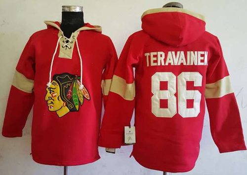 Blackhawks #86 Teuvo Teravainen Red Pullover Hoodie Stitched NHL Jersey - Click Image to Close